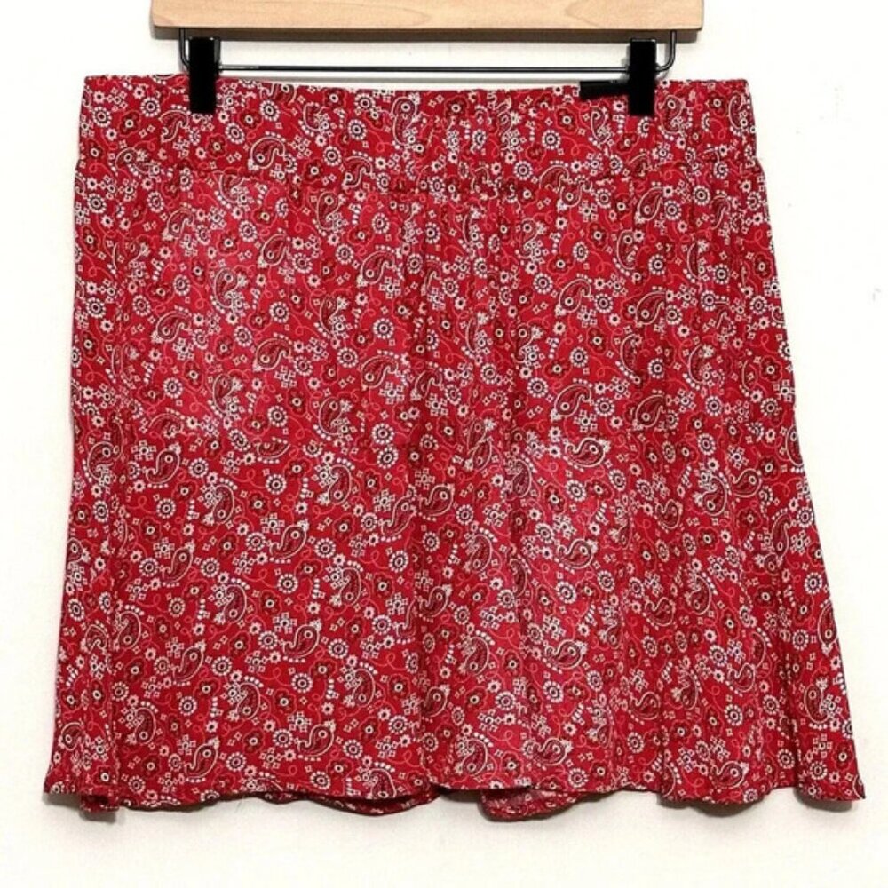 YMI Womens Skort Plus 1X Red Bandana Skirt Shorts Boho Hippie Western Cowgirl